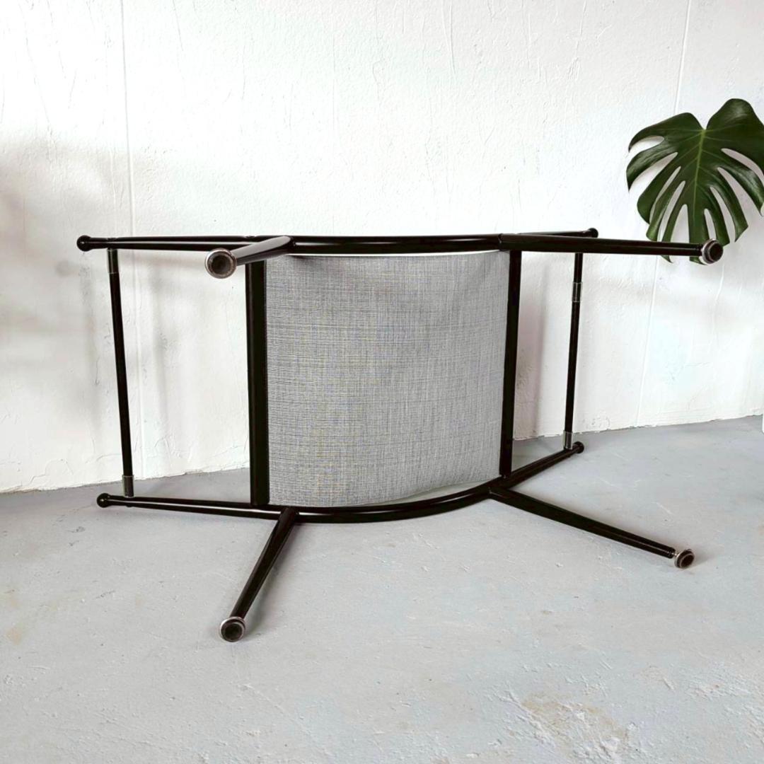 ミッドセンチュリー ガラステーブル 黒 幅80cm スペースエイジ