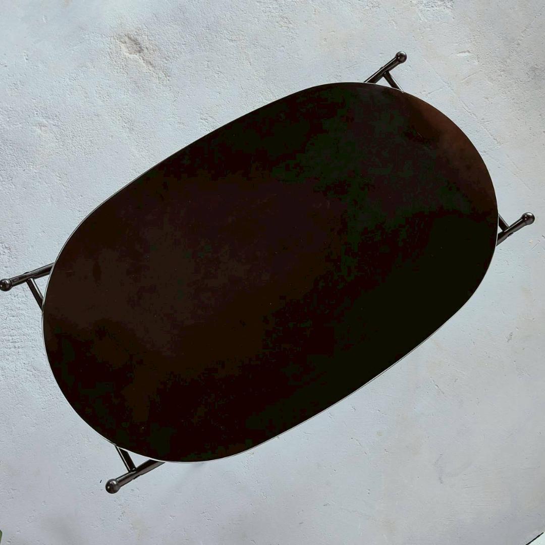 ミッドセンチュリー ガラステーブル 黒 幅80cm スペースエイジ