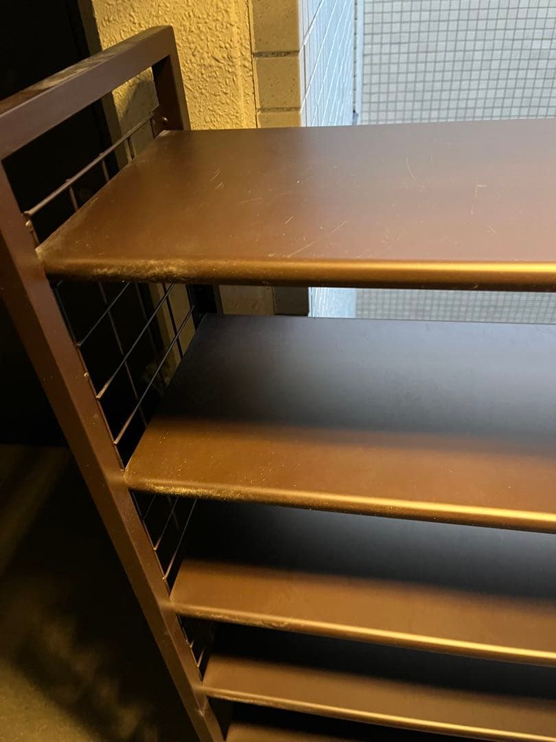 伸縮シューズラック 7段 ブラウン