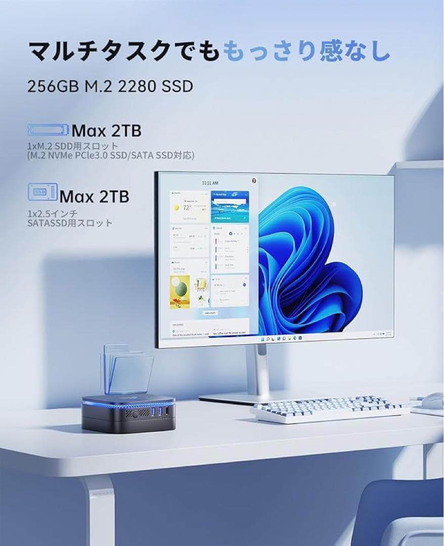 ミニpc n100 最大3.4GHz 4C/4T 12GB 2TB拡大可能