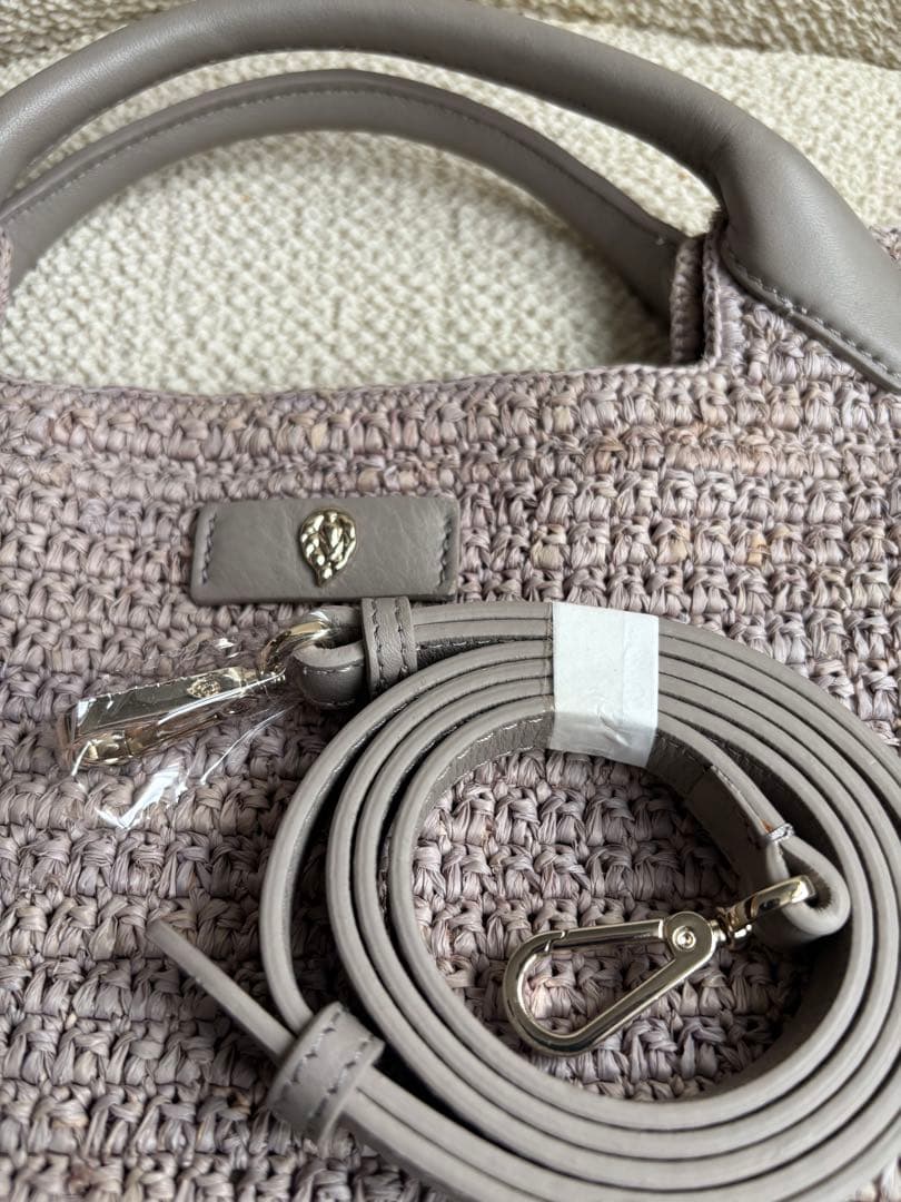 【中古】ヘレンカミンスキー　ラフィア　グレージュ　かごバッグ