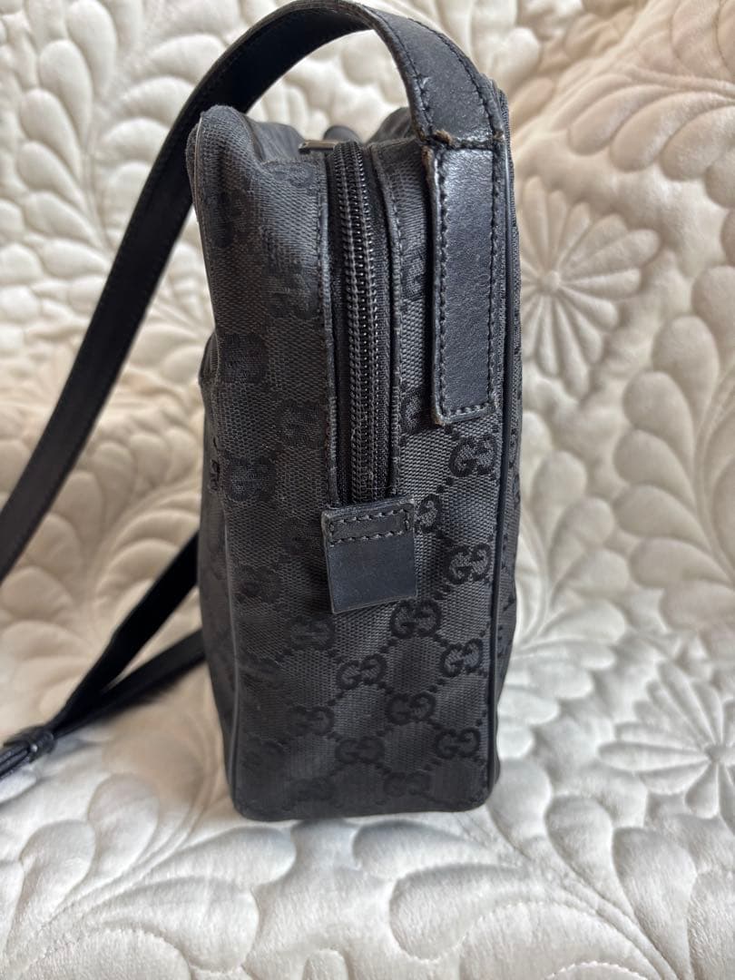 【訳あり】GUCCI GG柄 ブラック ナイロン ショルダーバッグ