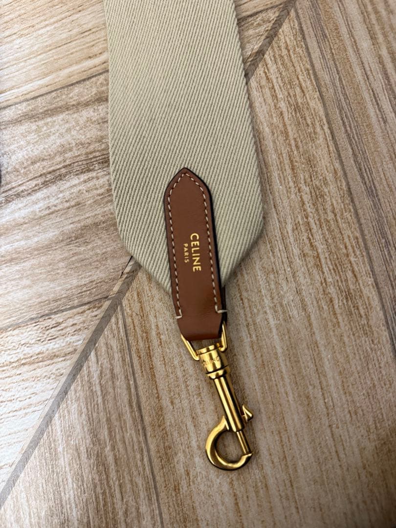 CELINE ジャカード ショートストラップ / ウール ベージュ/ホワイト