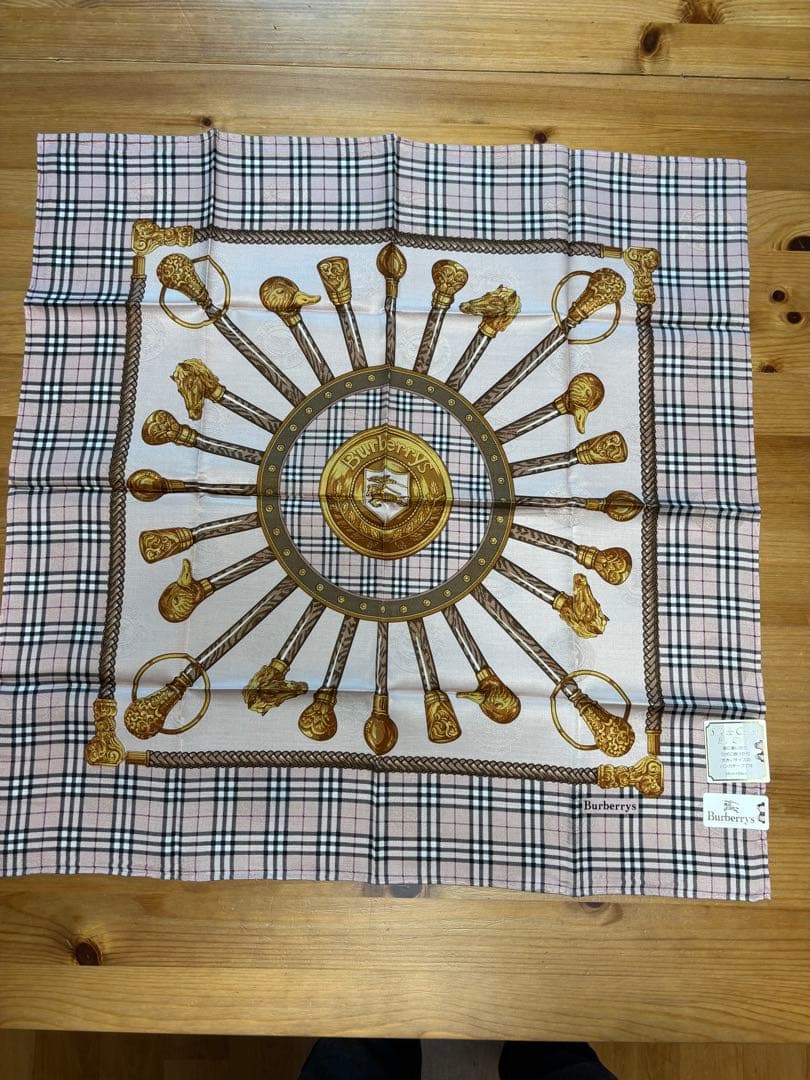 H*守様 シルク&コットンBurberry チェック柄ハンカチ 3点セット