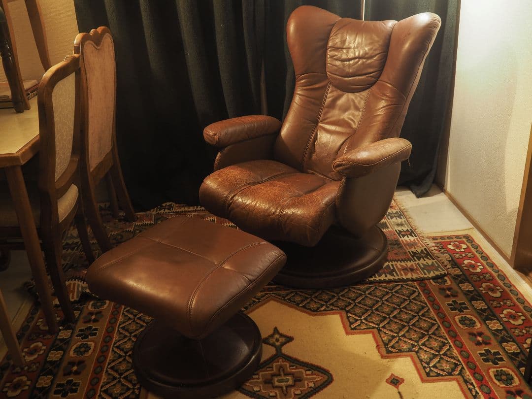 【値引中】\"France Bed\"レザーリクライニングソファ＆オットマン