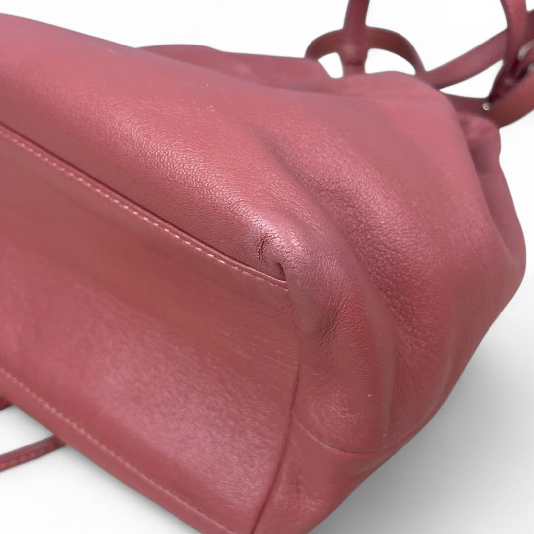 美品　ジミーチュウ　ジュノ　ショルダーバッグ 巾着　ローズウッド レザー