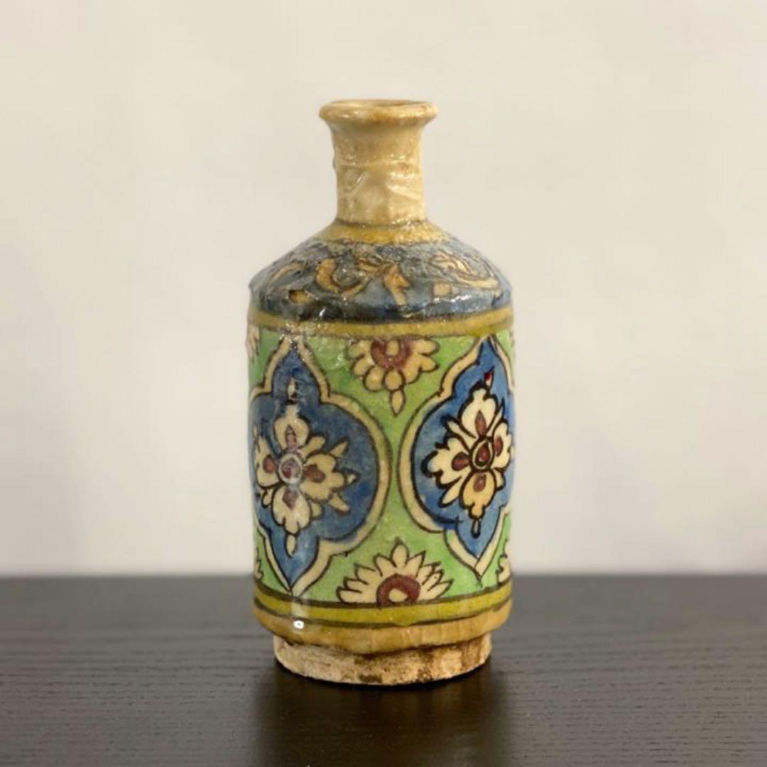 イラン19世紀 ペルシャ 筒型 花瓶 イスラム陶器 ヨーロッパ アンティーク