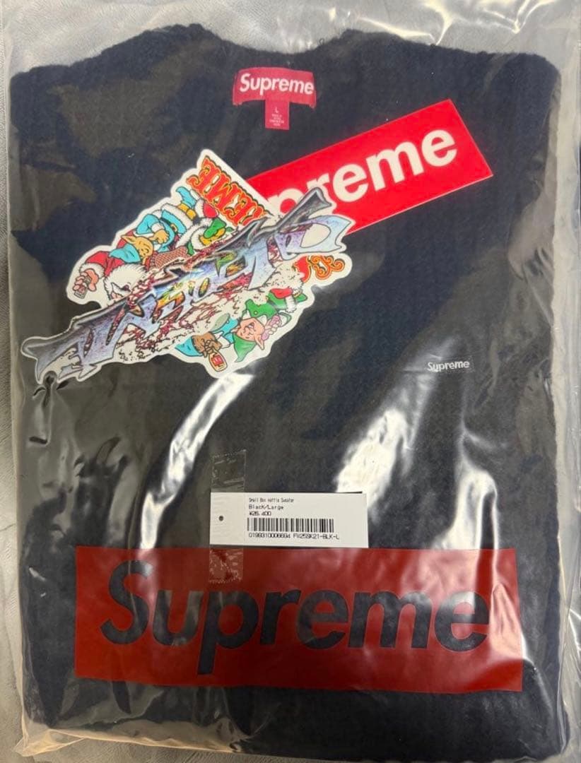Supreme Small Box Waffle Sweater ブラック