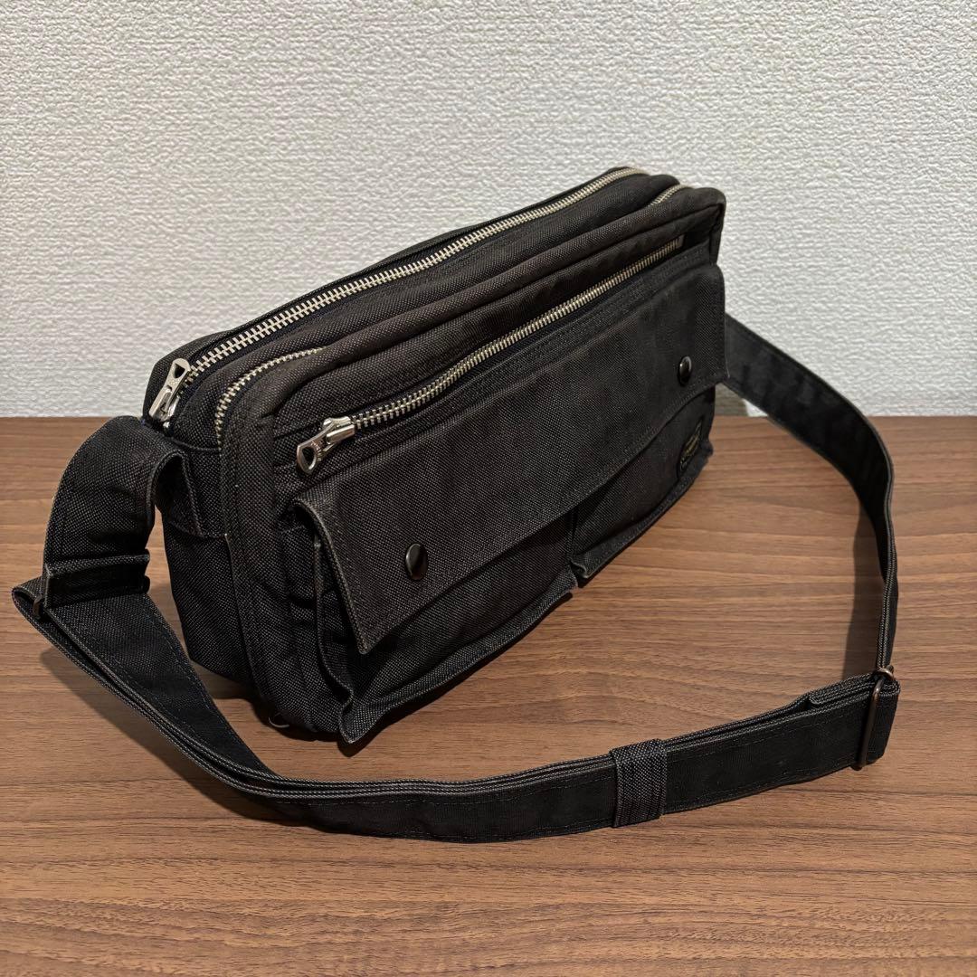 【美品】PORTERポーター スモーキー2層式ショルダーバッグ ダブルファスナー