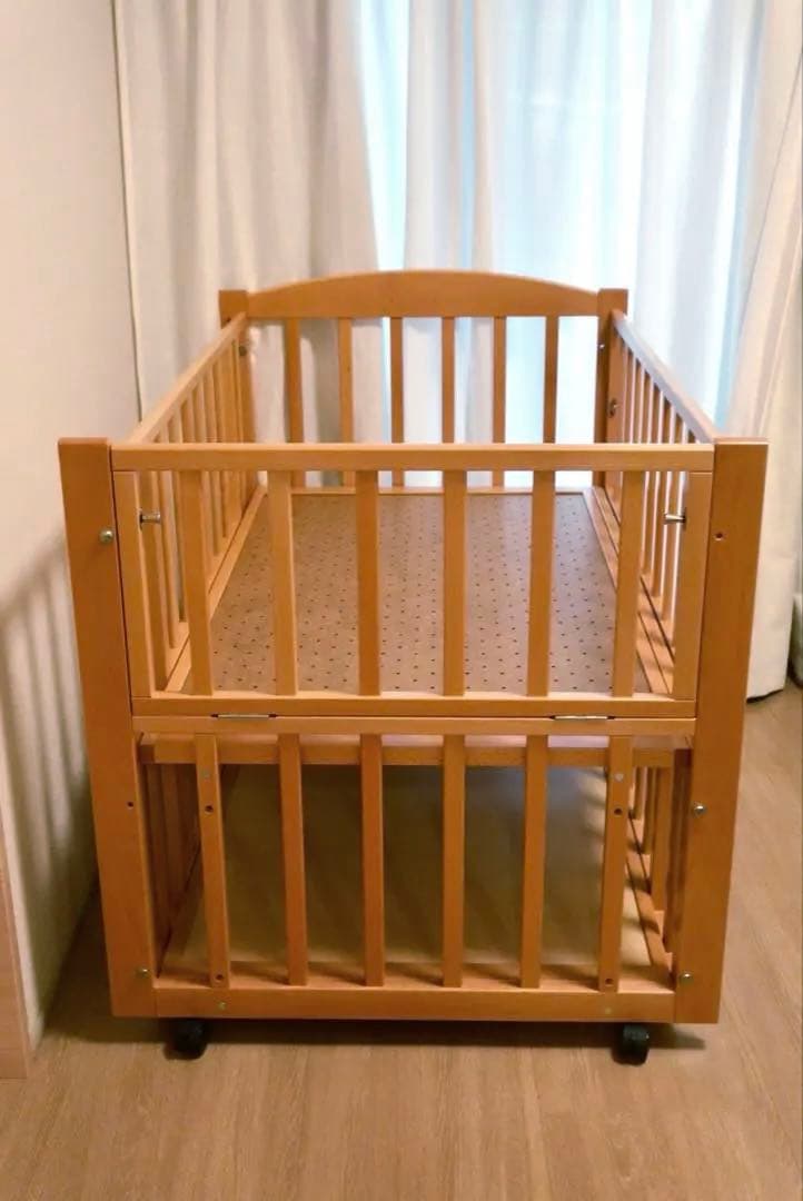 ヤマサキ ツーオープン　ベビーベッド（添い寝対応／70×120cm 国産)