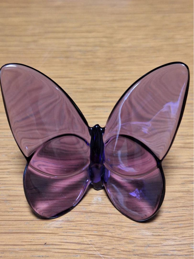 Baccarat バタフライ　箱付き　ガラスオブジェ パープル