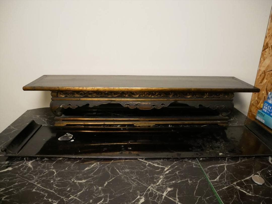 限定値下　収集品　歴史ある寺院の整理品　木製本金箔　幅115㎝　西用　3327