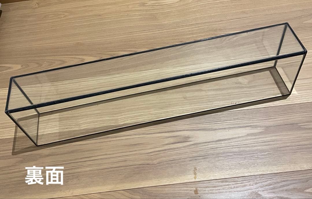 【希少】未使用)ガラス花瓶フラット水槽　横幅60.5cm縦9cm高さ15.5cm