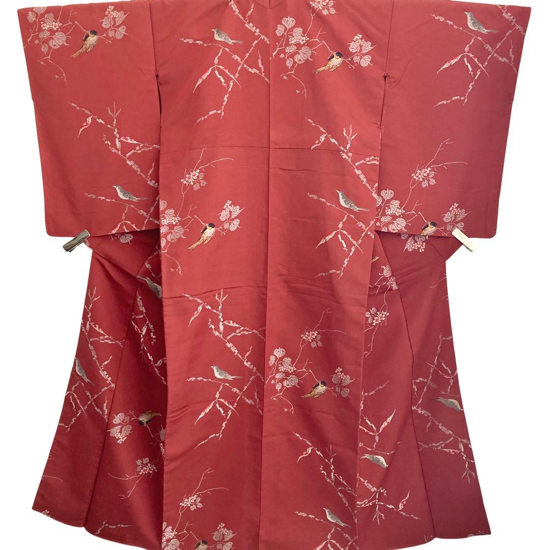 ★RIO★仕付け糸付　レトロ　アンティーク　小鳥　大正ロマン　お召　NO