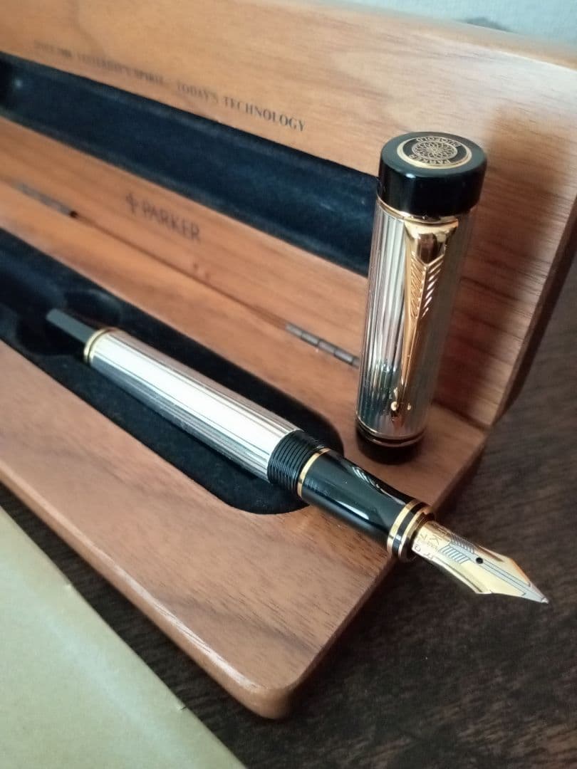パーカー 万年筆 デュオフォールド スターリングシルバー ペン先 18金