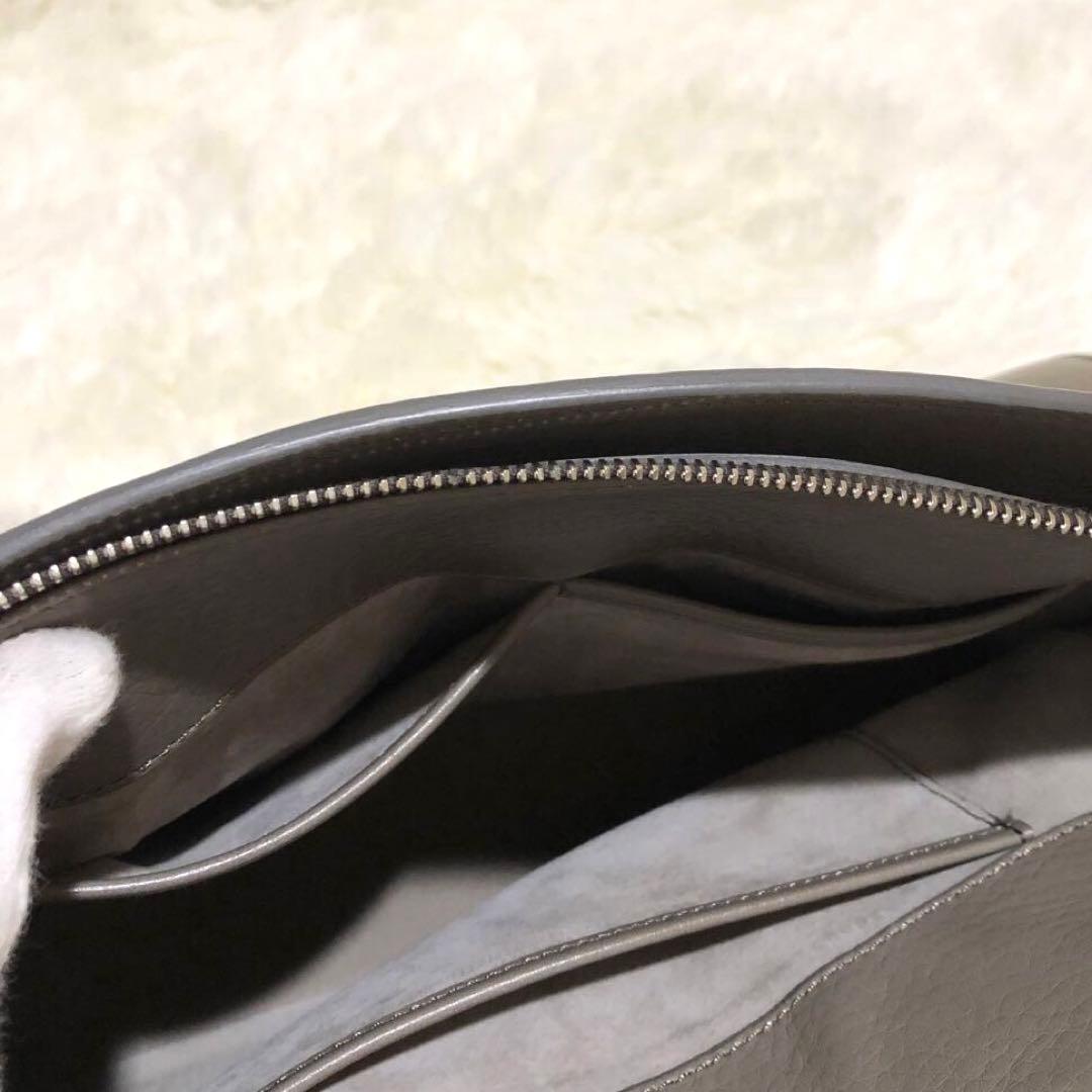 未使用ヒロフ　レザー トートバッグ グレージュ　シボ革