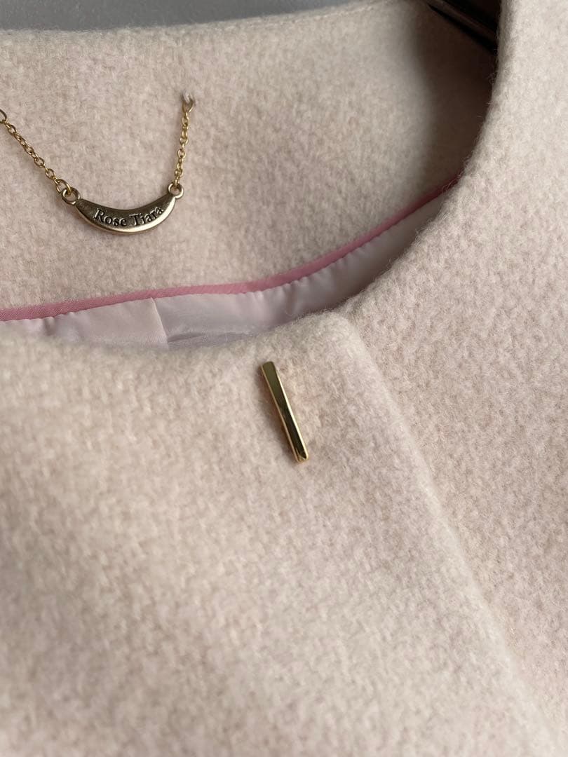 美品✨ローズティアラ　大きいサイズ46 ウールアンゴラ　フレア袖コート　薄ピンク