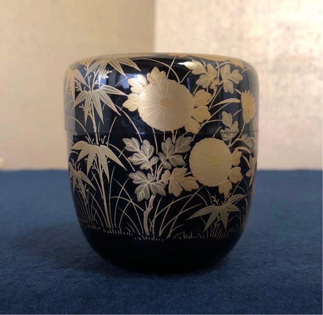 《R》茶道具 四君子蒔絵 螺鈿 棗 奥津一心斎作 共箱　260114き3