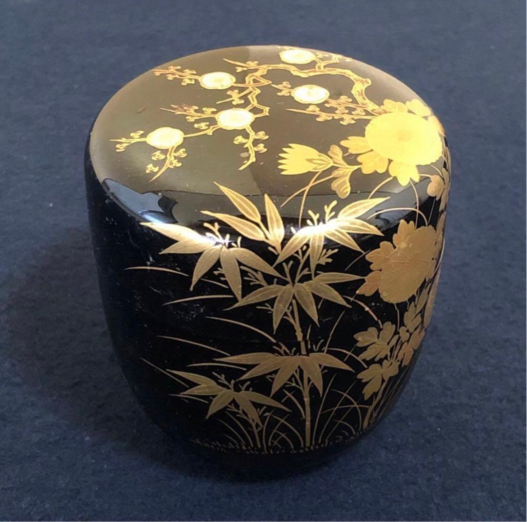 《R》茶道具 四君子蒔絵 螺鈿 棗 奥津一心斎作 共箱　260114き3