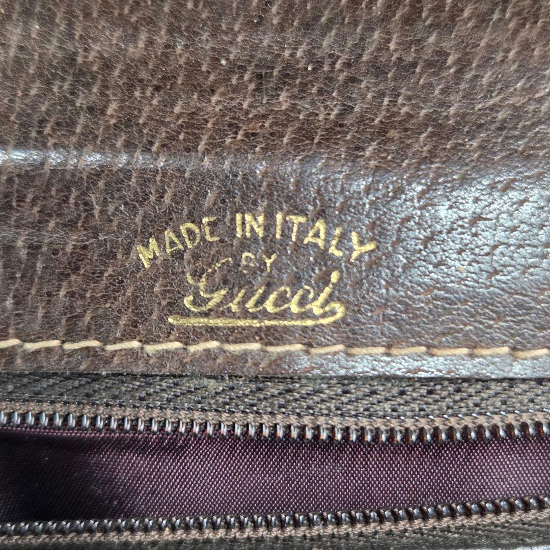 【良品】GUCCI シェリーライン GG ショルダーバッグ レザー ブラウン