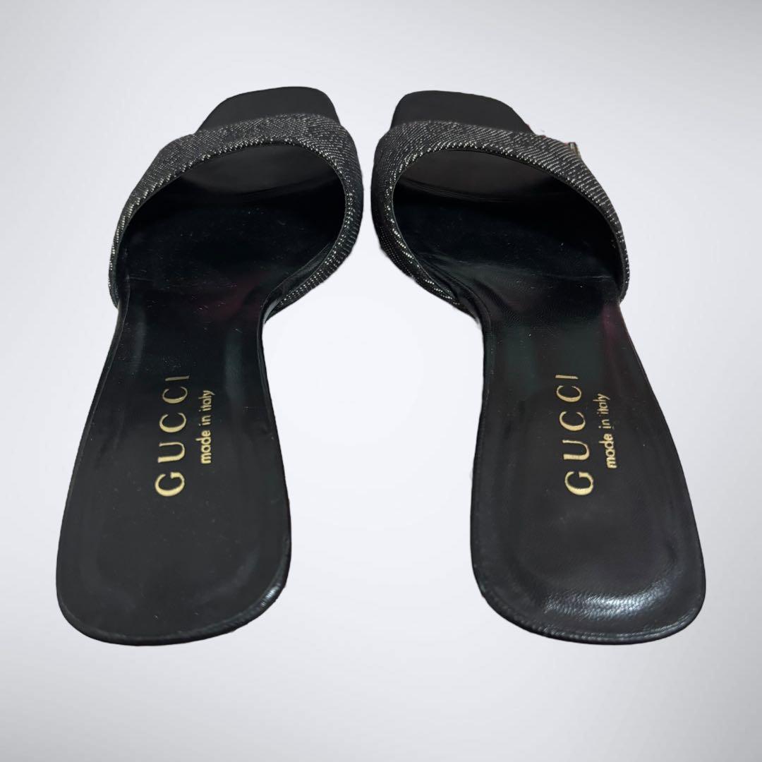 良品✨　GUCCI グッチ　GG サンダル　ミュール　ヒール　ブラック　23㎝