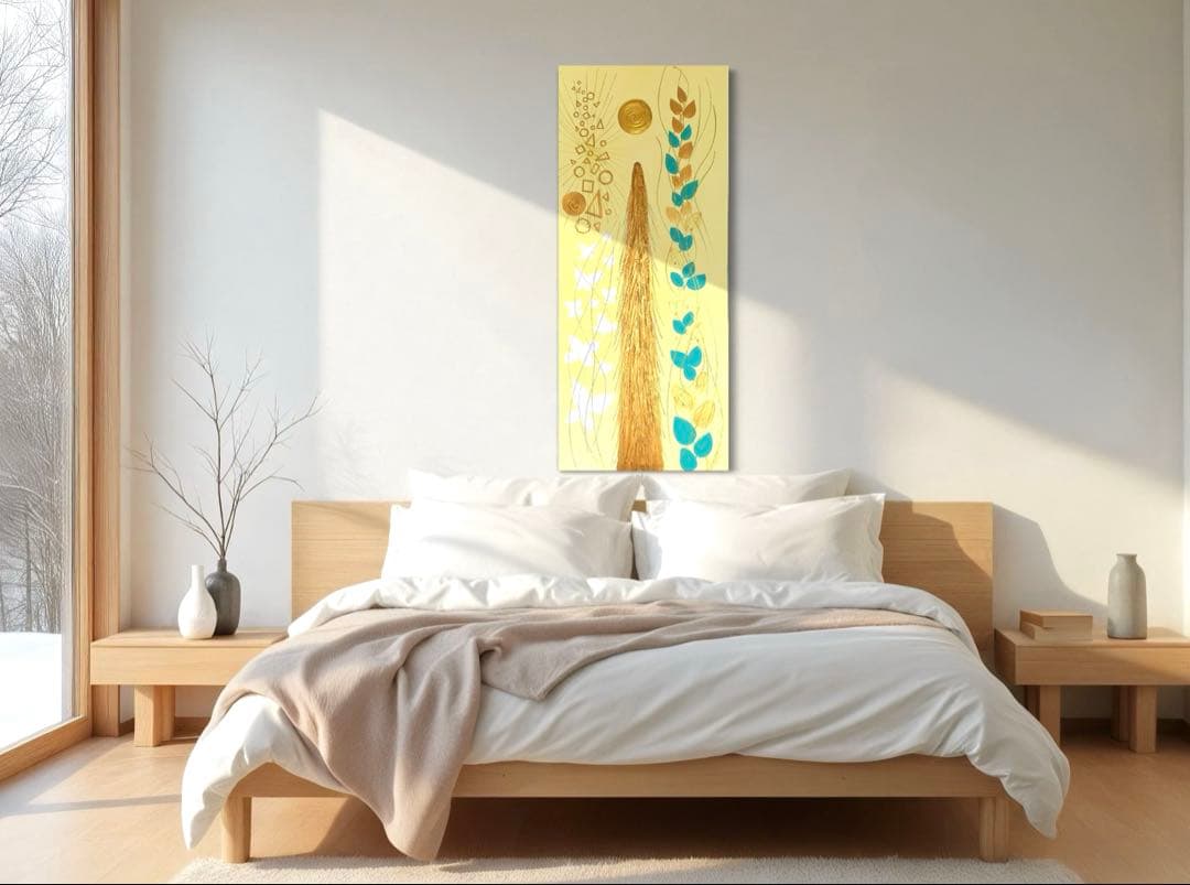 開運絵画　オリジナル　龍神様　昇龍　蝶々　八角形　パール粉