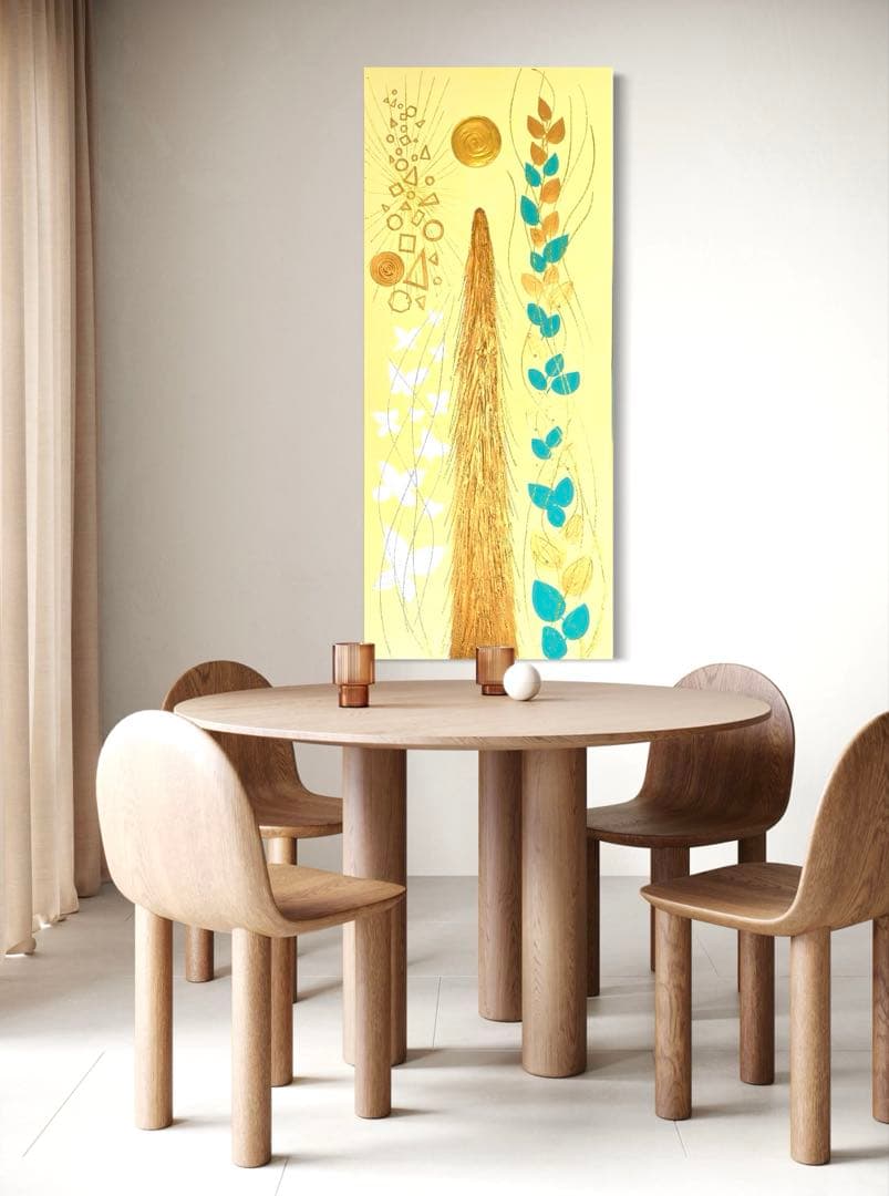 開運絵画　オリジナル　龍神様　昇龍　蝶々　八角形　パール粉