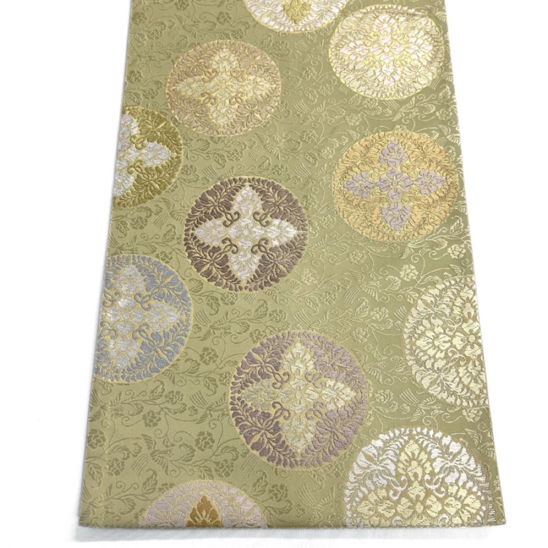 袋帯　唐草　花菱　華紋　鳳凰　グリーン　着物　104a d