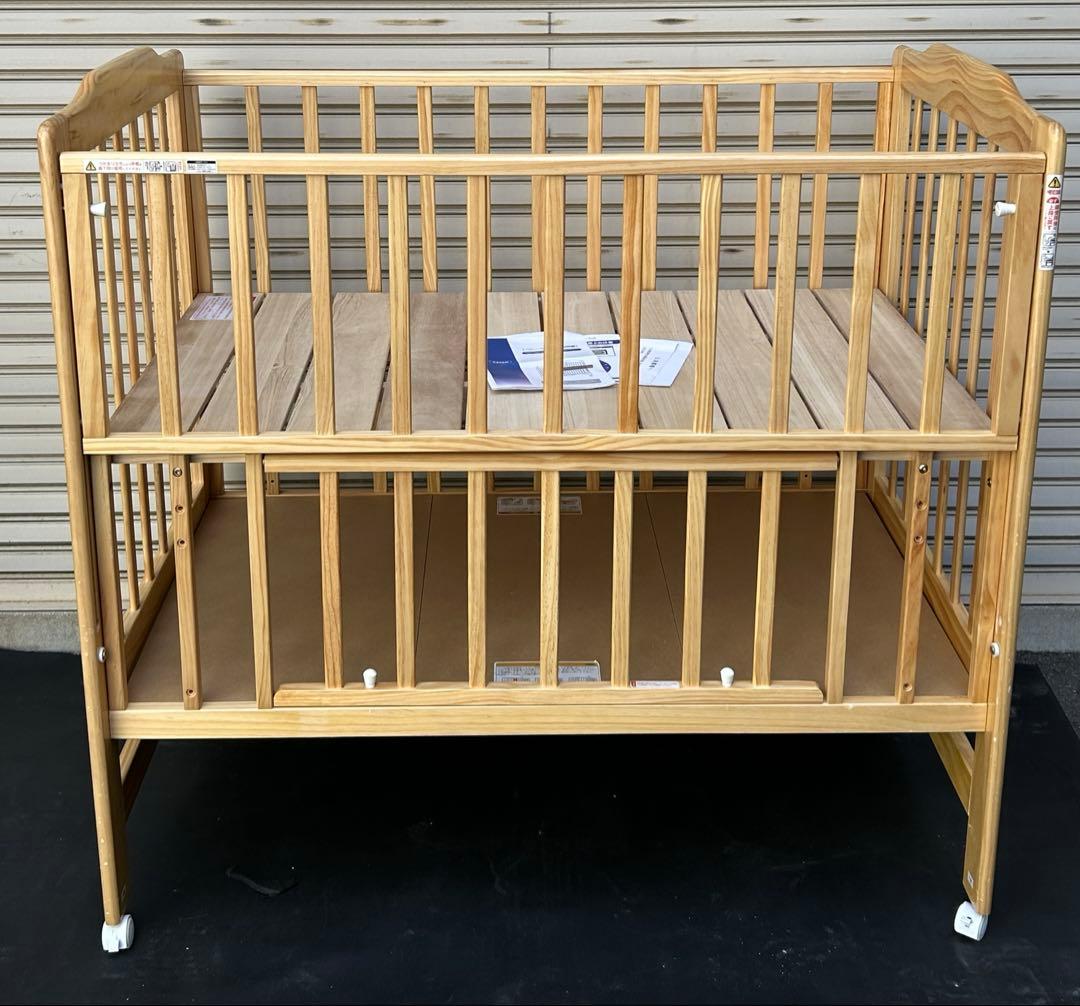 【引取・配達】カトージ　ハイシートベビーベッド（ナチュラル）　尼崎・大阪