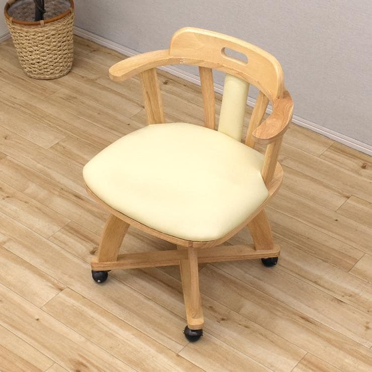 TR DC SC　2脚　回転式ダイニングチェア　肘付アーム　キャスターナチュラル