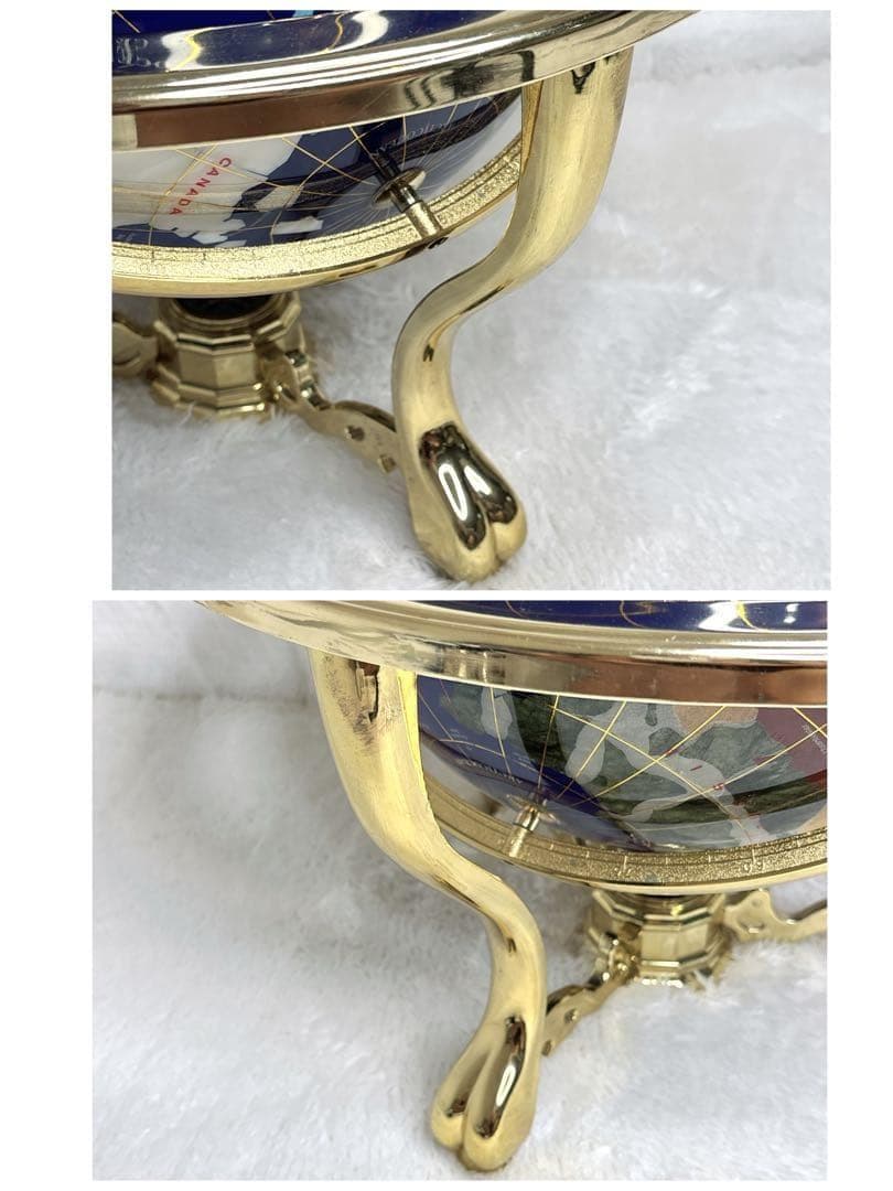 アンティーク地球儀　ゴールドスタンド　方位磁針付　猫脚　vendage