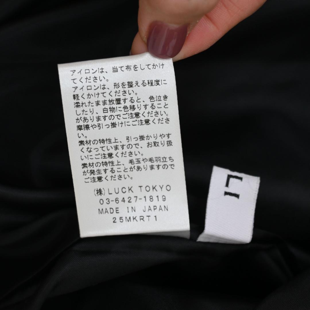 □ 47515★冬 オブリ ツイードコート 千鳥格子 ブラック×オフホワイト