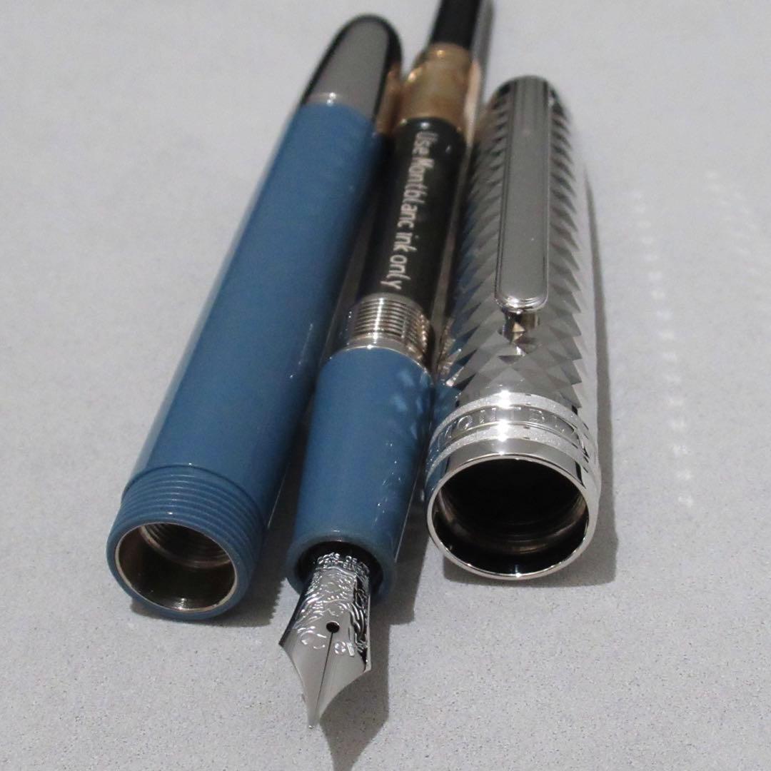 モンブラン 万年筆 145 グレイシャー ブルーグレー ドゥエ 129403