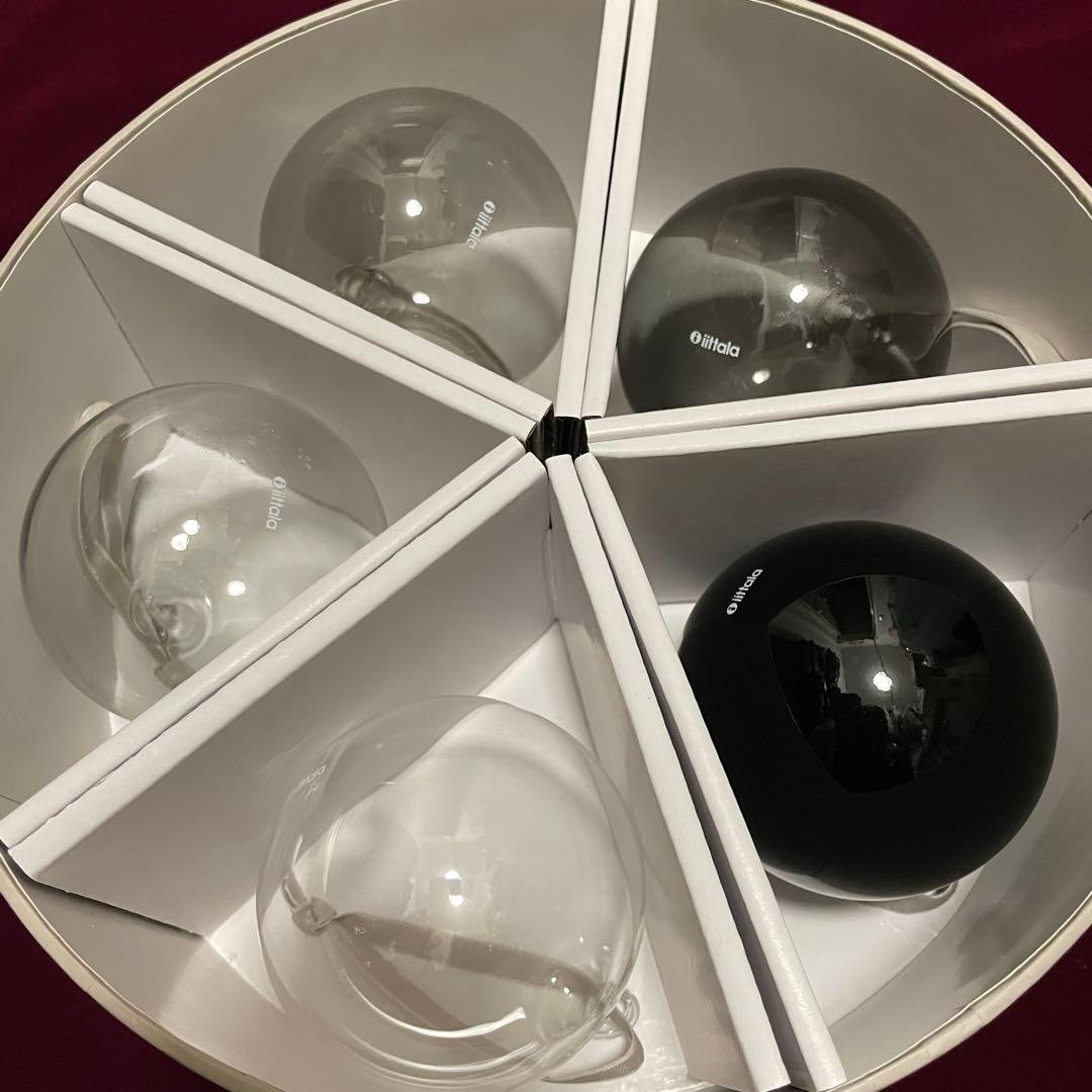  ガラスボール オーナメント グレー レッド 9個セット