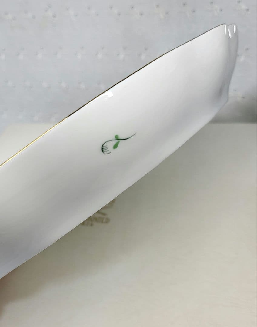 未使用✨ヘレンド アポニー グリーン オーバルプレート 大皿 楕円形 箱付き①