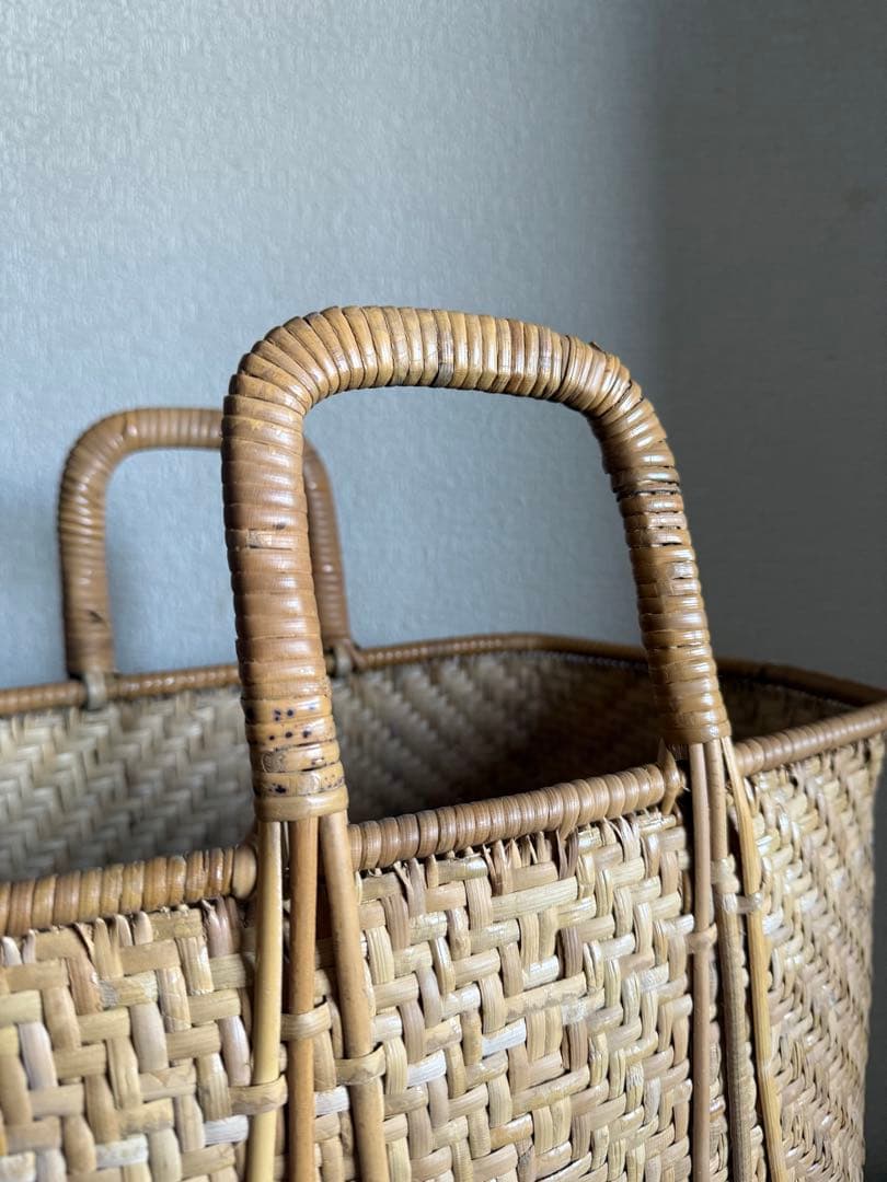 竹籠バッグ かごバック 竹籠 買い物かご マルシェ vintage