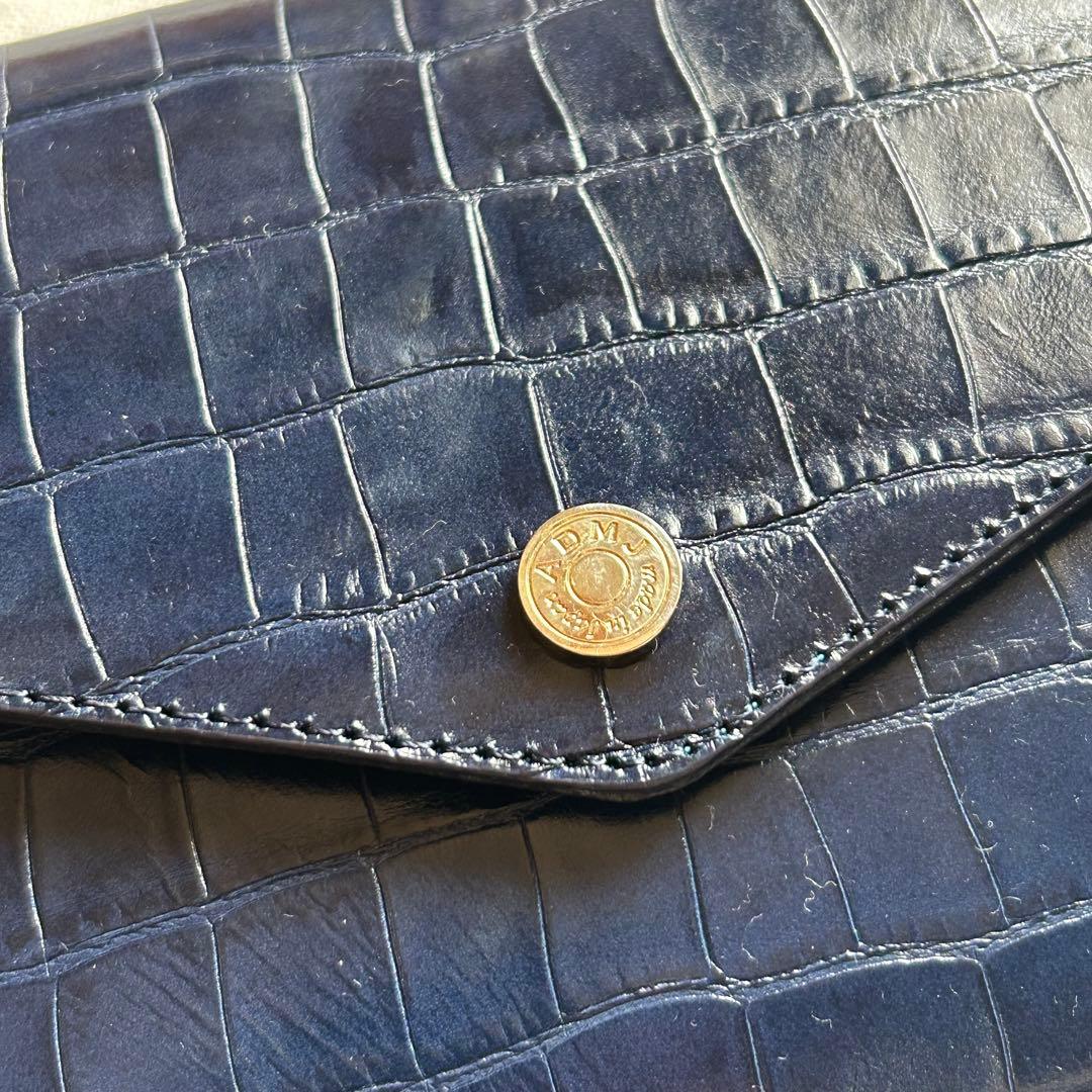 ADMJ 美品 BEE ミツバチ クロコ ショルダーバッグ ネイビー 長財布