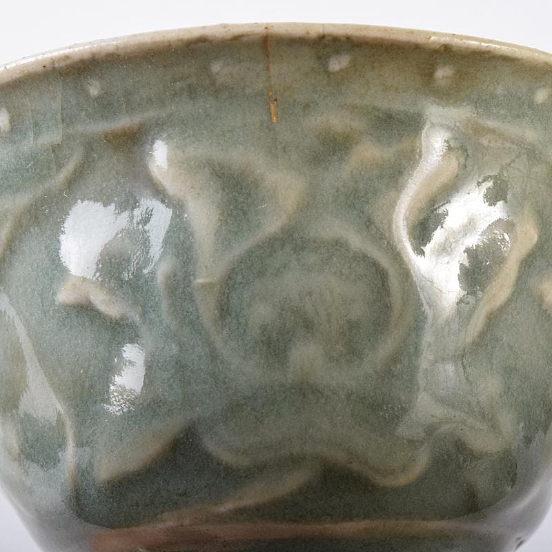 中国　青磁　花文　盃　時代箱付　M　R8208