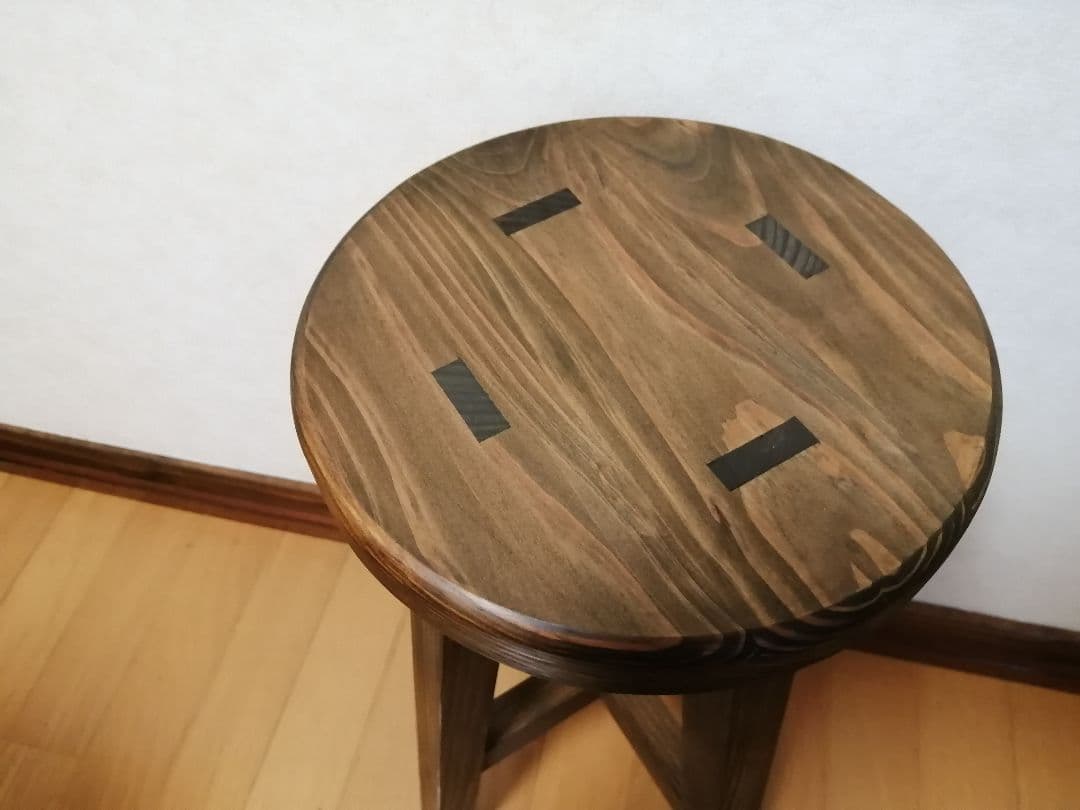 【ほぞ組】木製スツール　高さ75cm　丸椅子　stool 　花瓶台