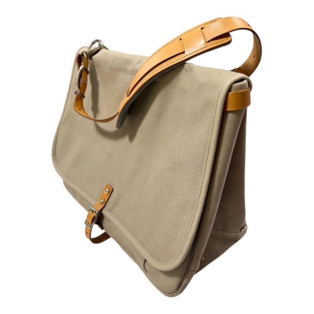 未使用　PORTER ポーター メッセンジャーバッグ キャンバス 無地 ベージュ