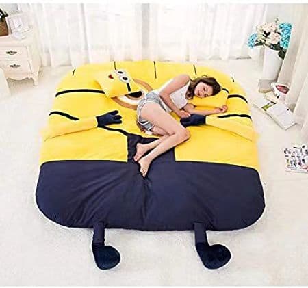 ミニオンお勧めダブル折りたたみベッド 寝袋 可愛デザイン ふわふわ マットレス