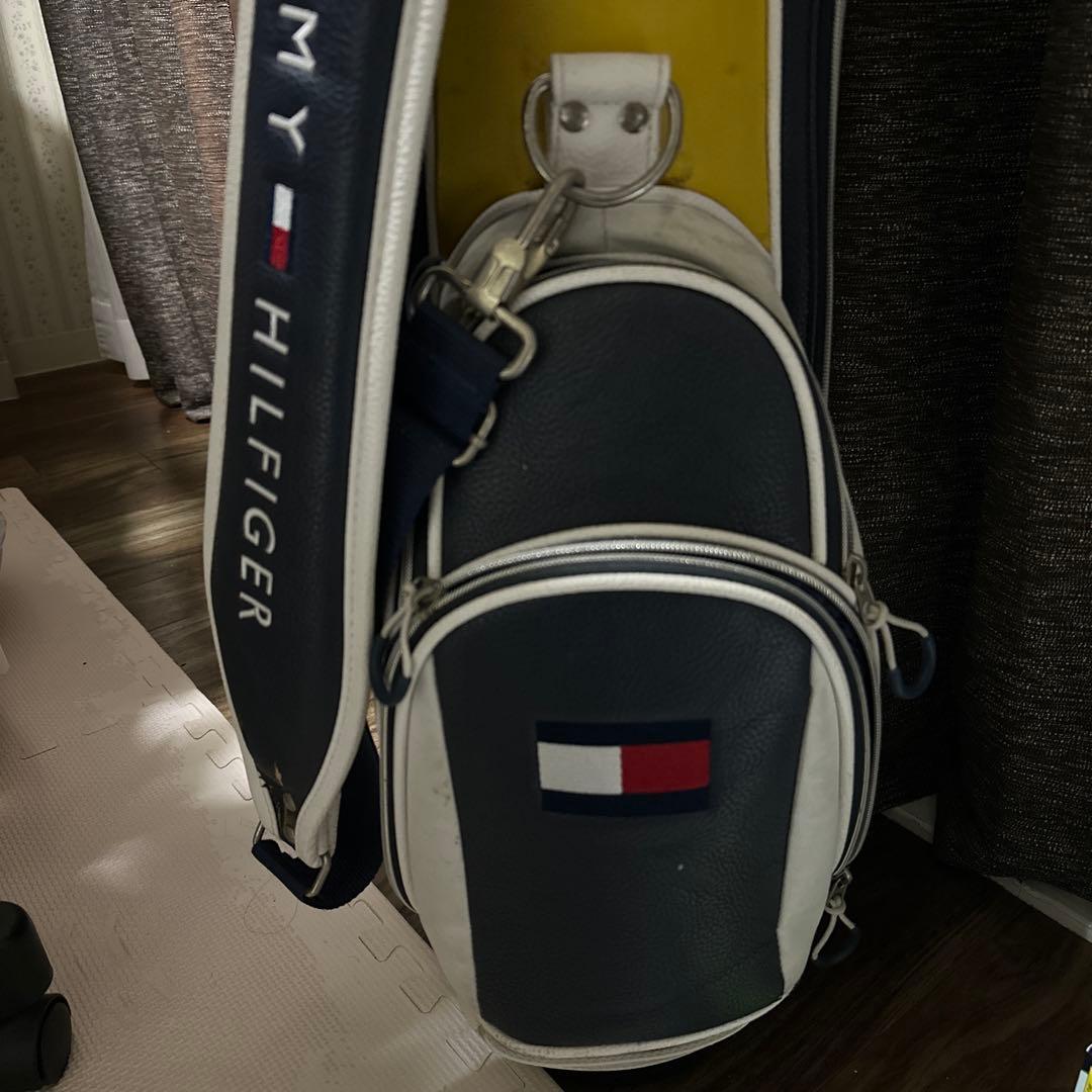 トミーヒルフィガースタンド付ゴルフキャディバッグ 黄色✖️紺色 使用感有のため激安