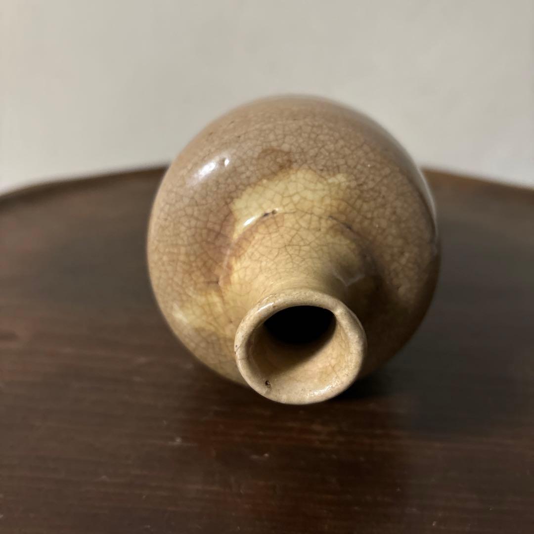 古い瀬戸小徳利　江戸明治　黄瀬戸　美濃　花器　酒器　アンティーク　古道具　検李朝