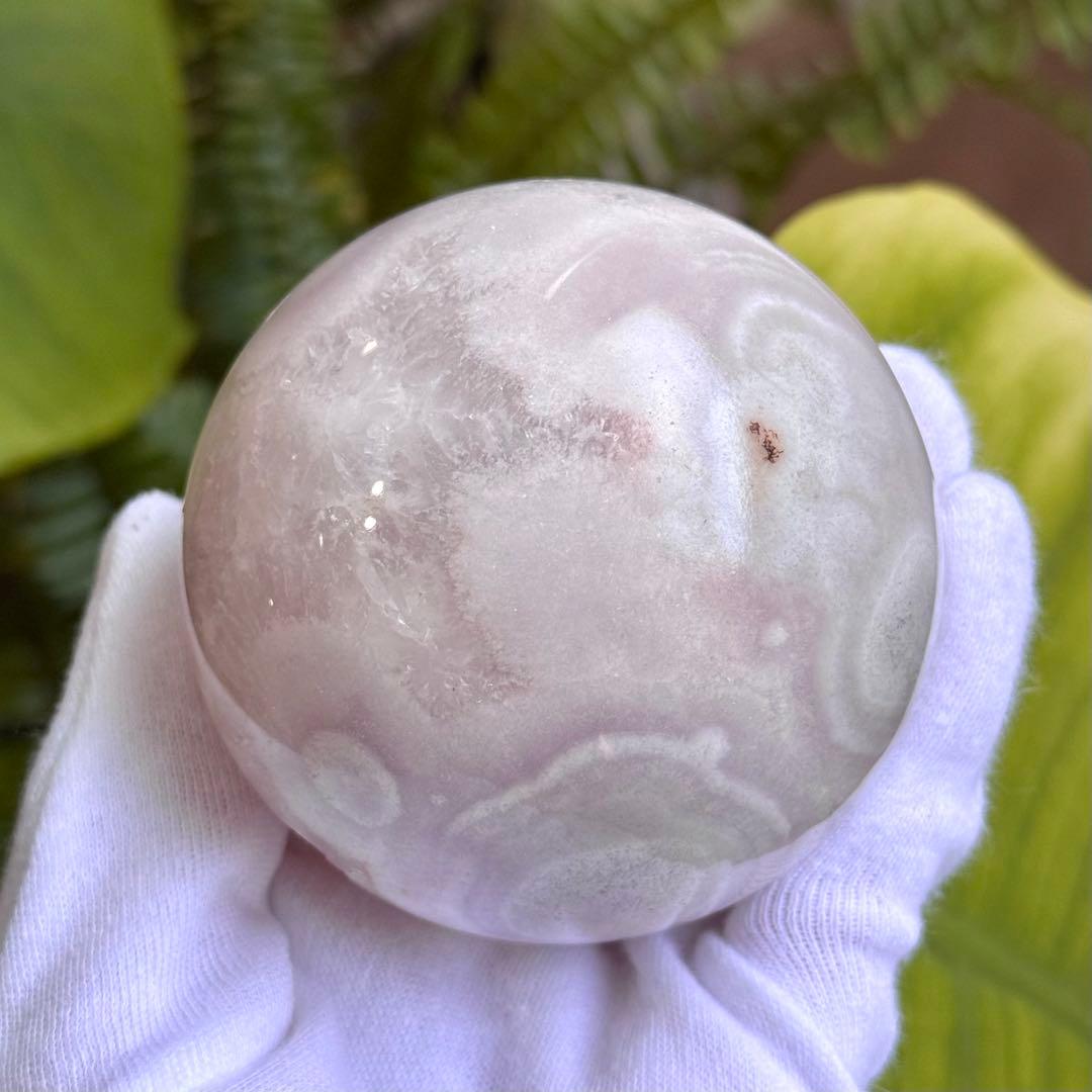 ピンクアメジストフラワーアゲート　スフィア　7cm ブラジル産　天然石
