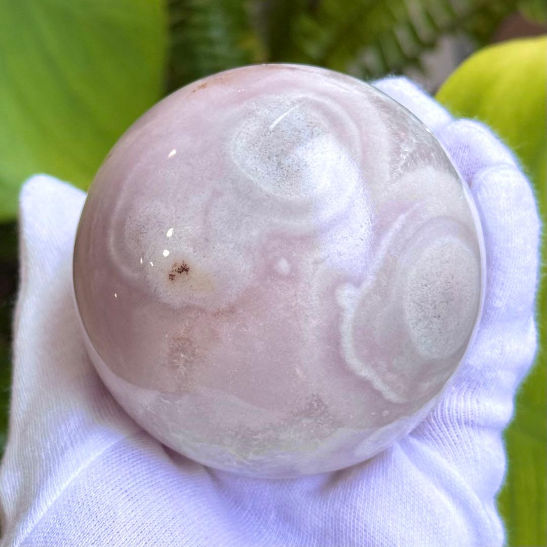 ピンクアメジストフラワーアゲート　スフィア　7cm ブラジル産　天然石