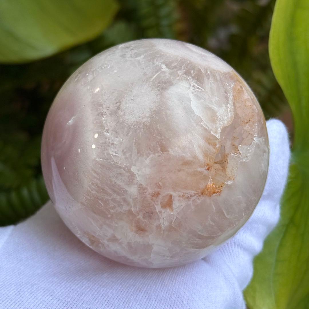 ピンクアメジストフラワーアゲート　スフィア　7cm ブラジル産　天然石