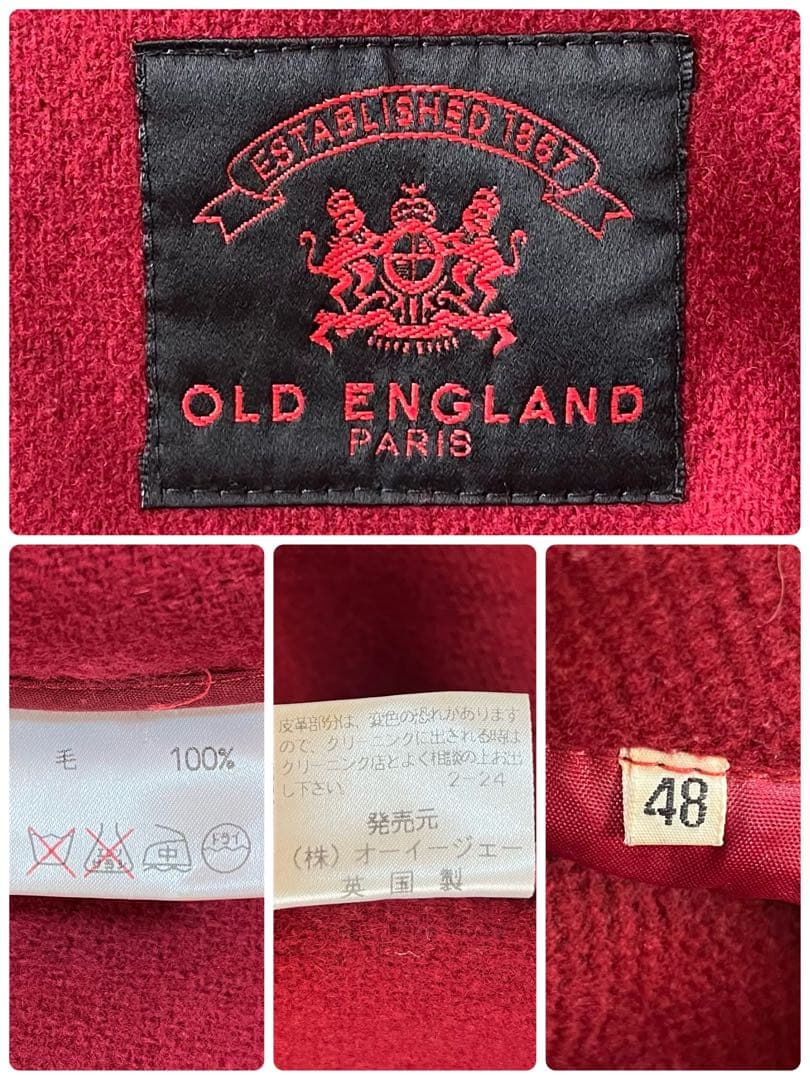 【美品】オールドイングランド　英国製　ヘリンボーン　ウール　ロングダッフルコート