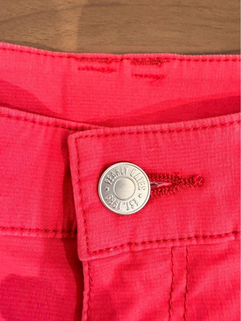 パーリーゲイツ ゴルフ ハーフパンツ 赤 サイズ1 刺繍