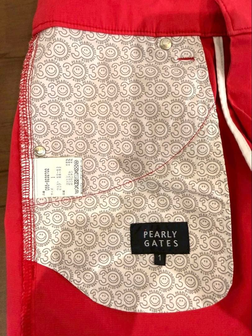 パーリーゲイツ ゴルフ ハーフパンツ 赤 サイズ1 刺繍