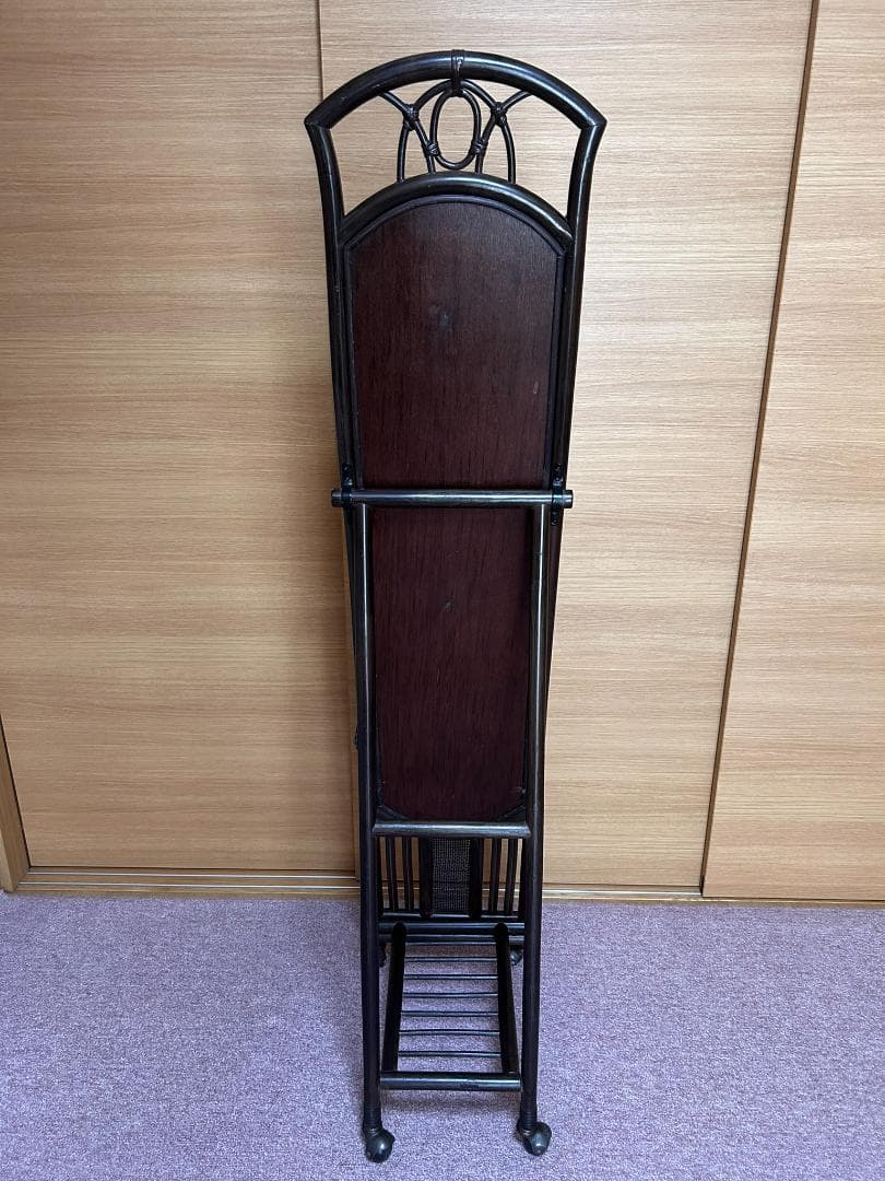 レトロ　ヴィンテージ　モダン　ラタン　姿見　全身鏡　スタンドミラー